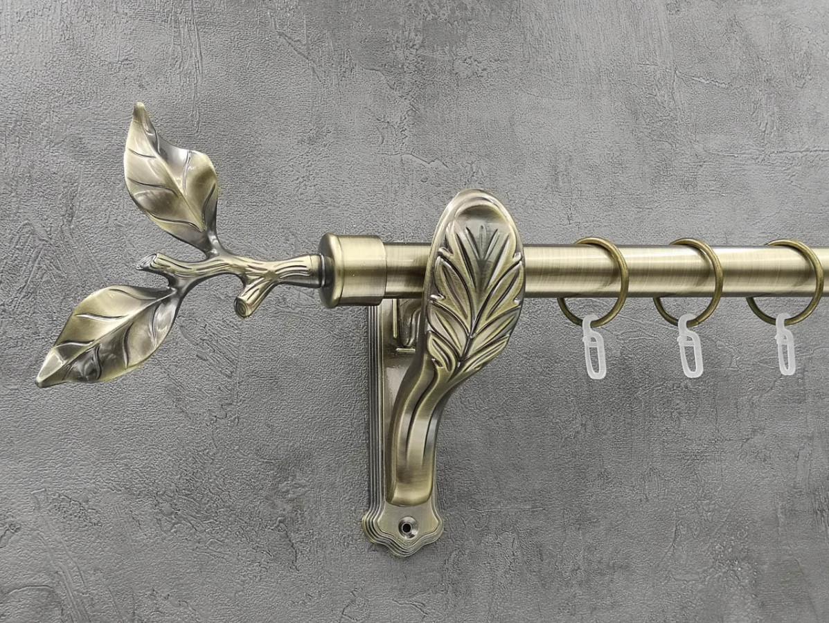 Карниз Quadrum Лист рози гладка штанга одинарний ретро 25 мм 400 см Антик (262042516)