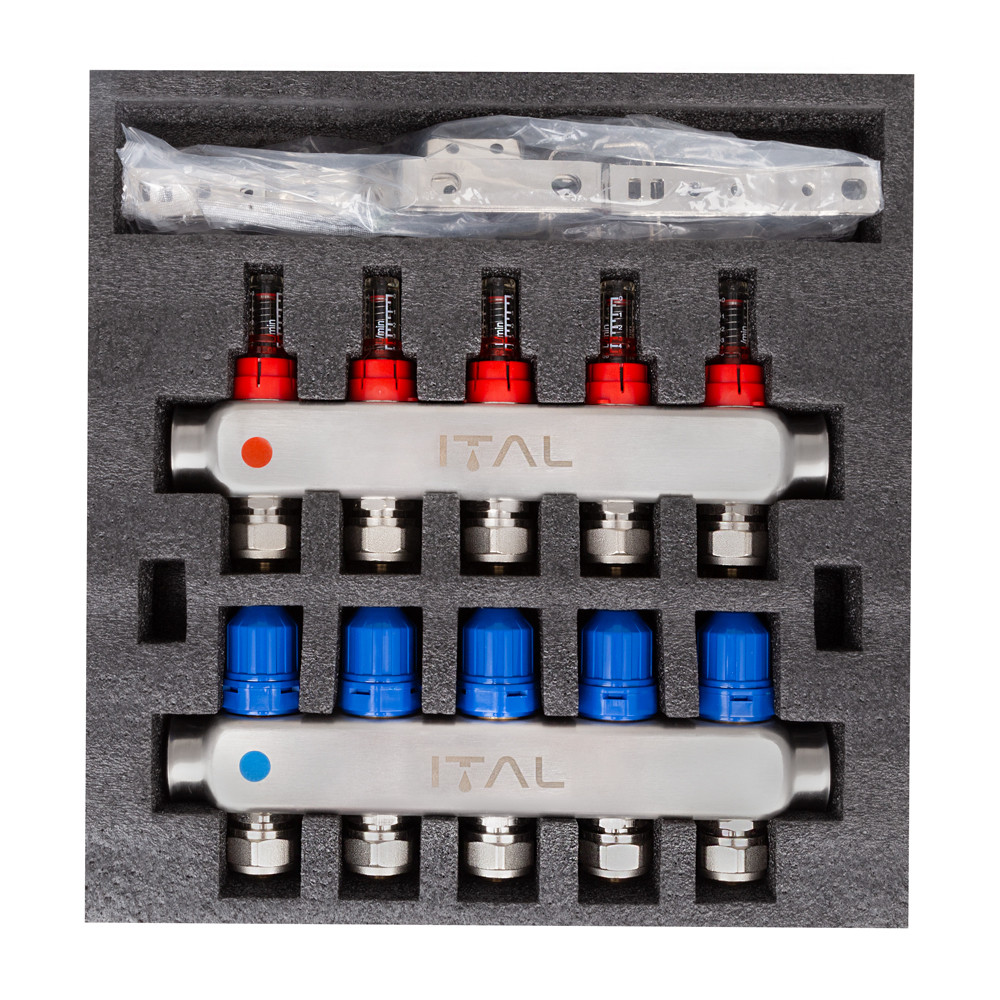 Коллекторный блок с расходомерами ITAL HC1-05 3/4" Ek нержавеющая сталь (SQ-1047070) - фото 3