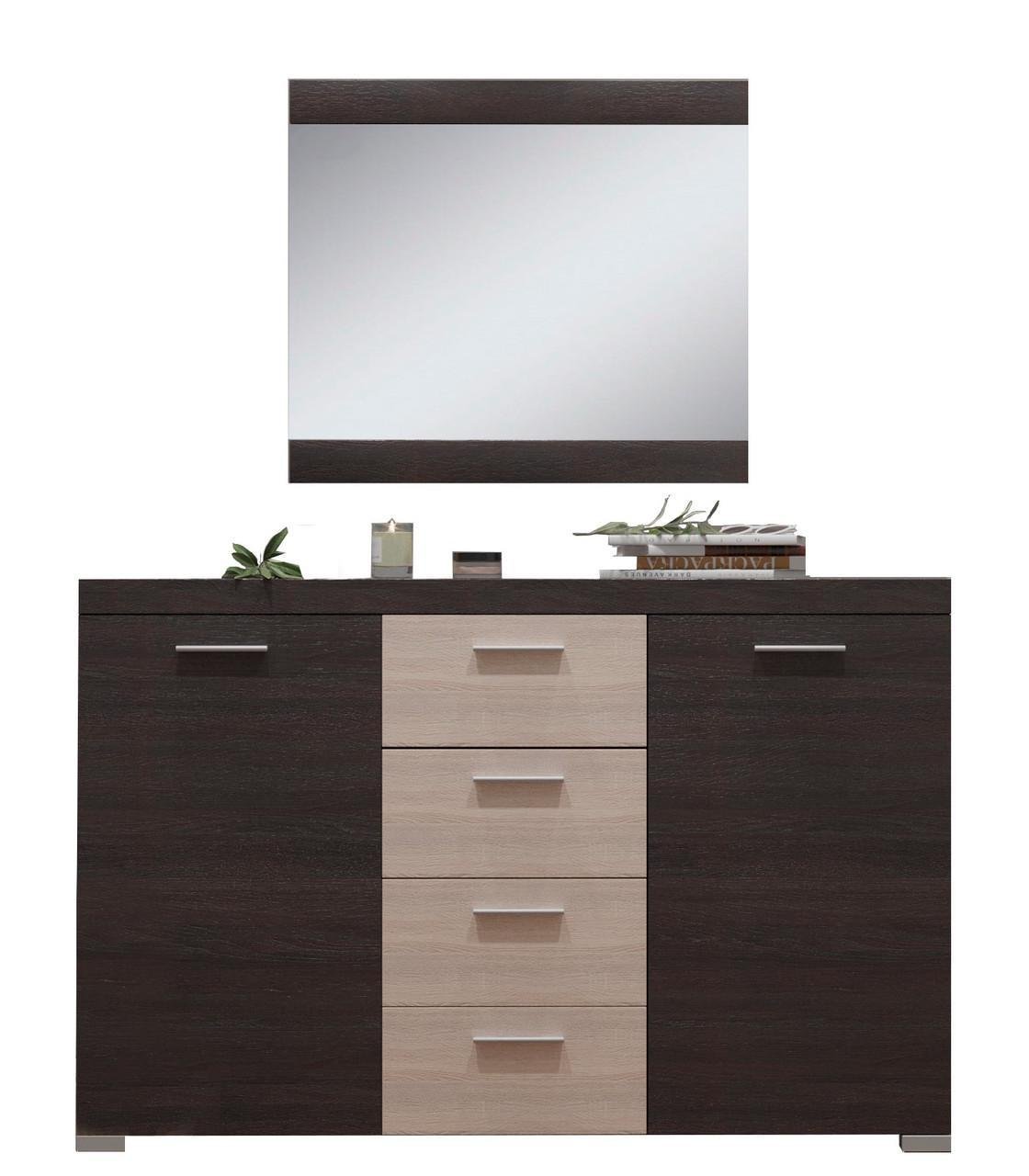 Комод Еверест К-7 Британия /Зеркало Британия Венге/Дуб молочный (DTM-2653)