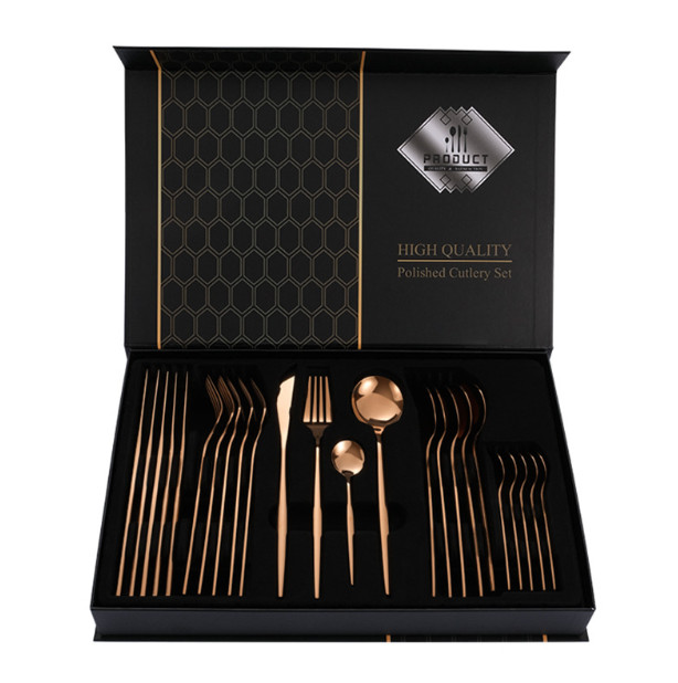 Набір столових приборів 9514 24 пр. Рожево-золотий (4506235)