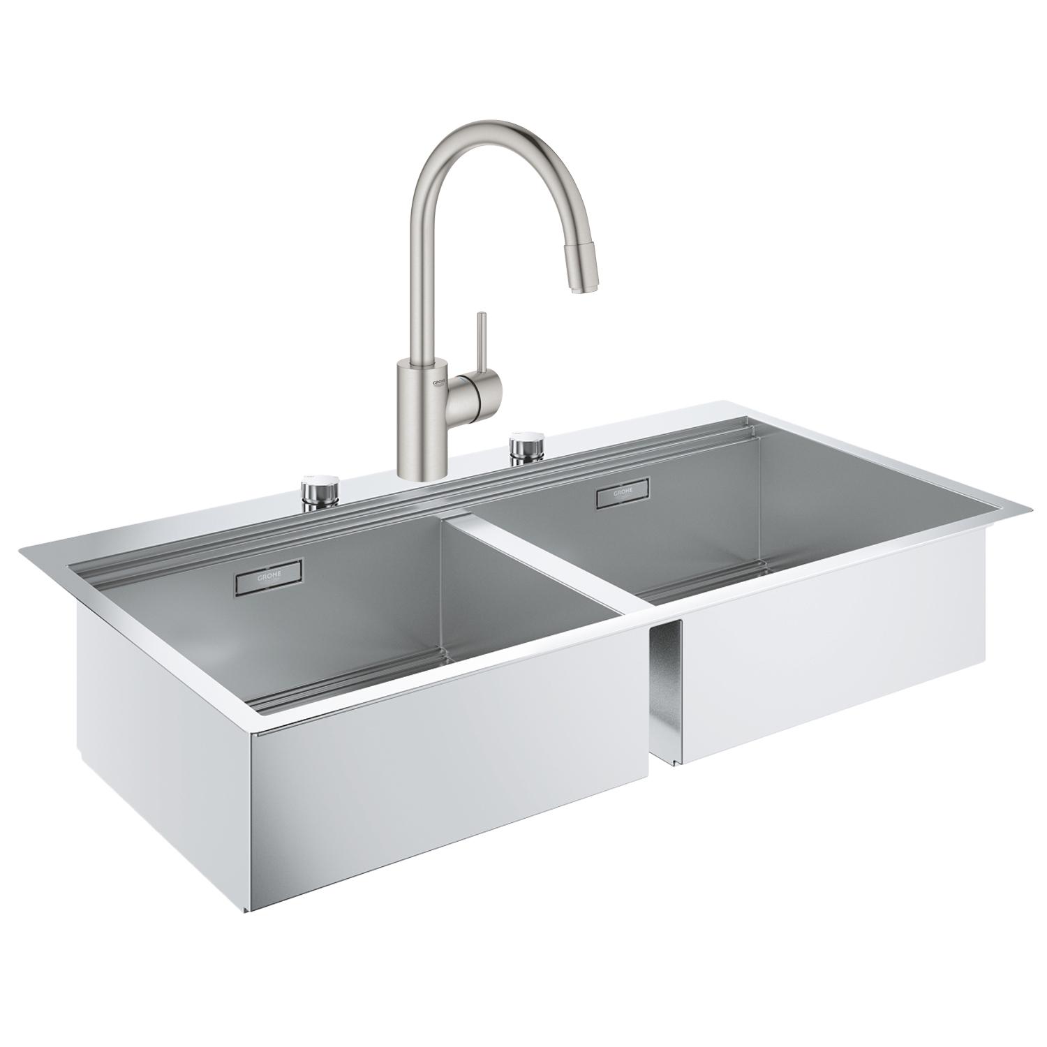 Мойка кухонная Grohe 31585SD032663DC3 со смесителем прямоугольная из нержавеющей стали 1024x560 мм (82781)