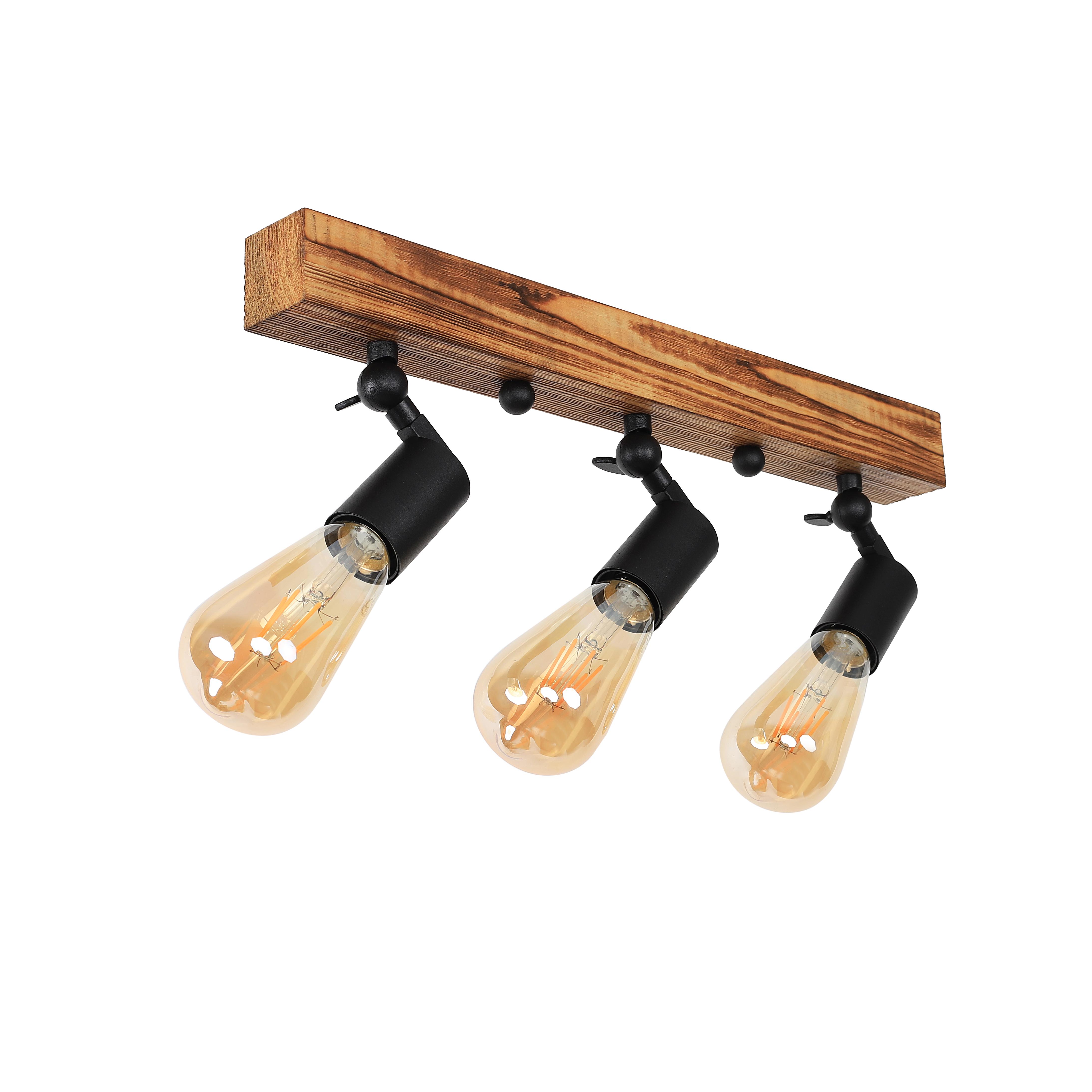 Люстра деревянная Sirius S7148/3 светлый обжиг на 3 лампочки Черный (000031794)