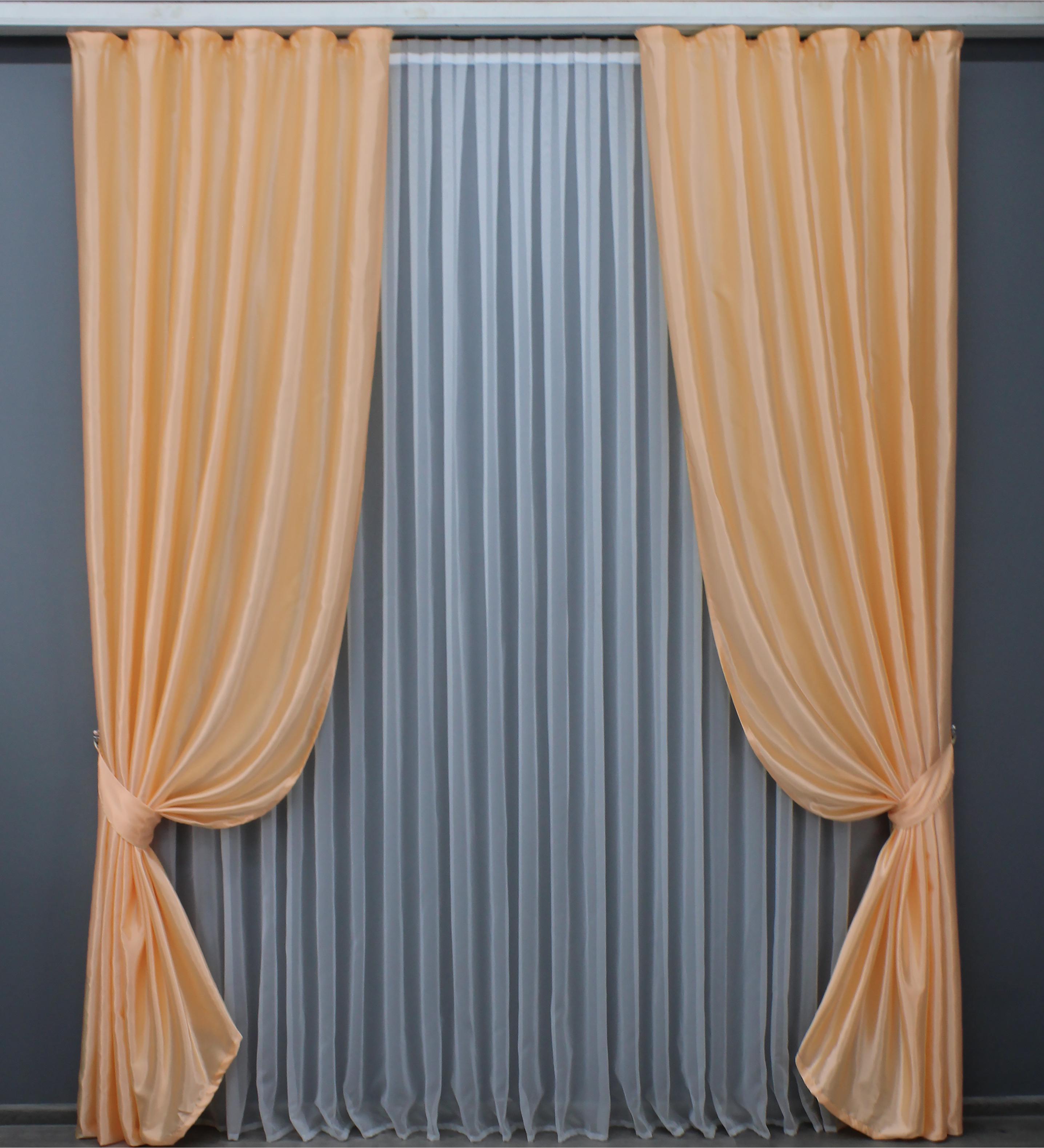 Комплект штор VR-Textil Атлас № 797ш 150х270 см 2 шт. Персиковый (30-576)