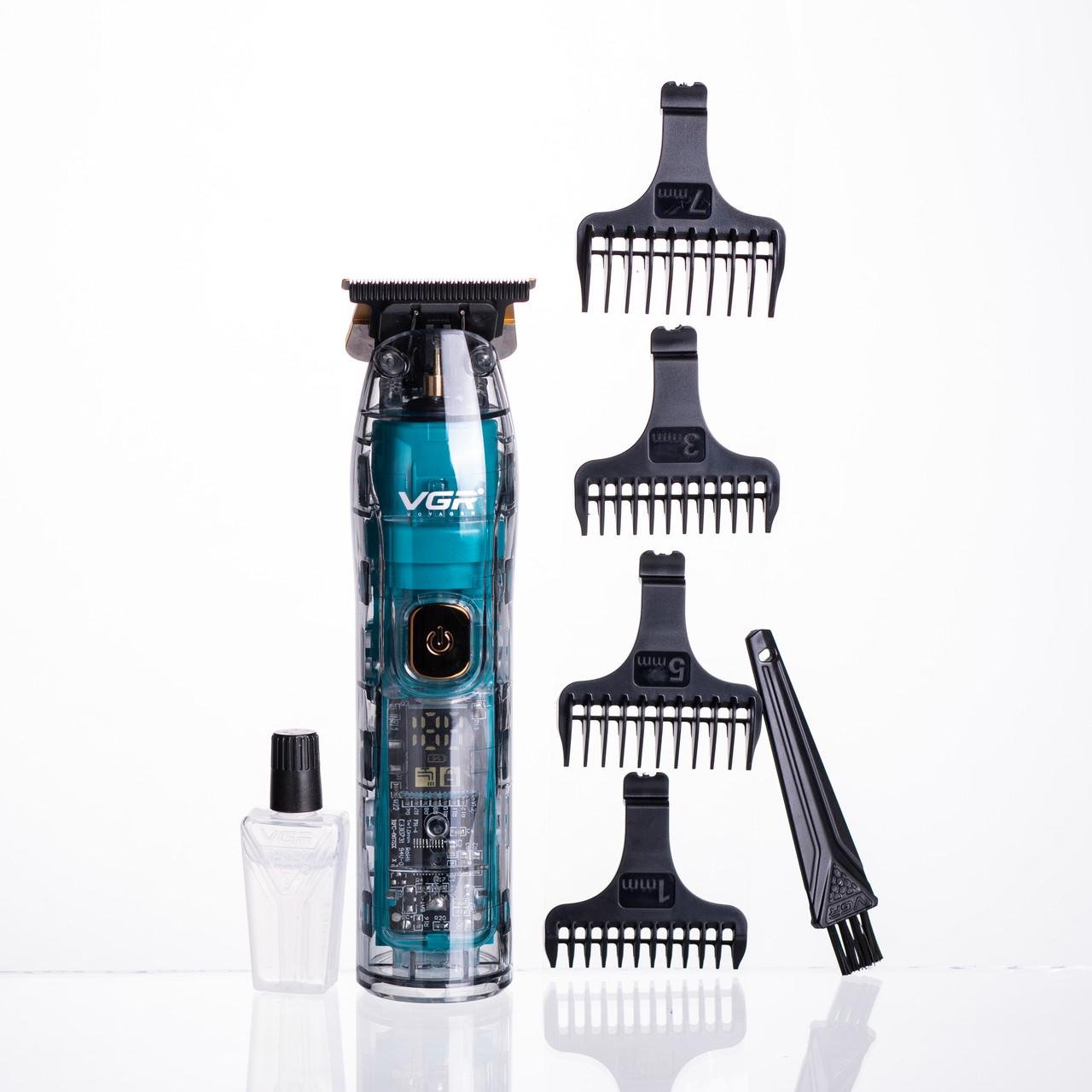 Триммер для стрижки VGR V-961 аккумуляторный с 4 насадками Зеленый (7380)