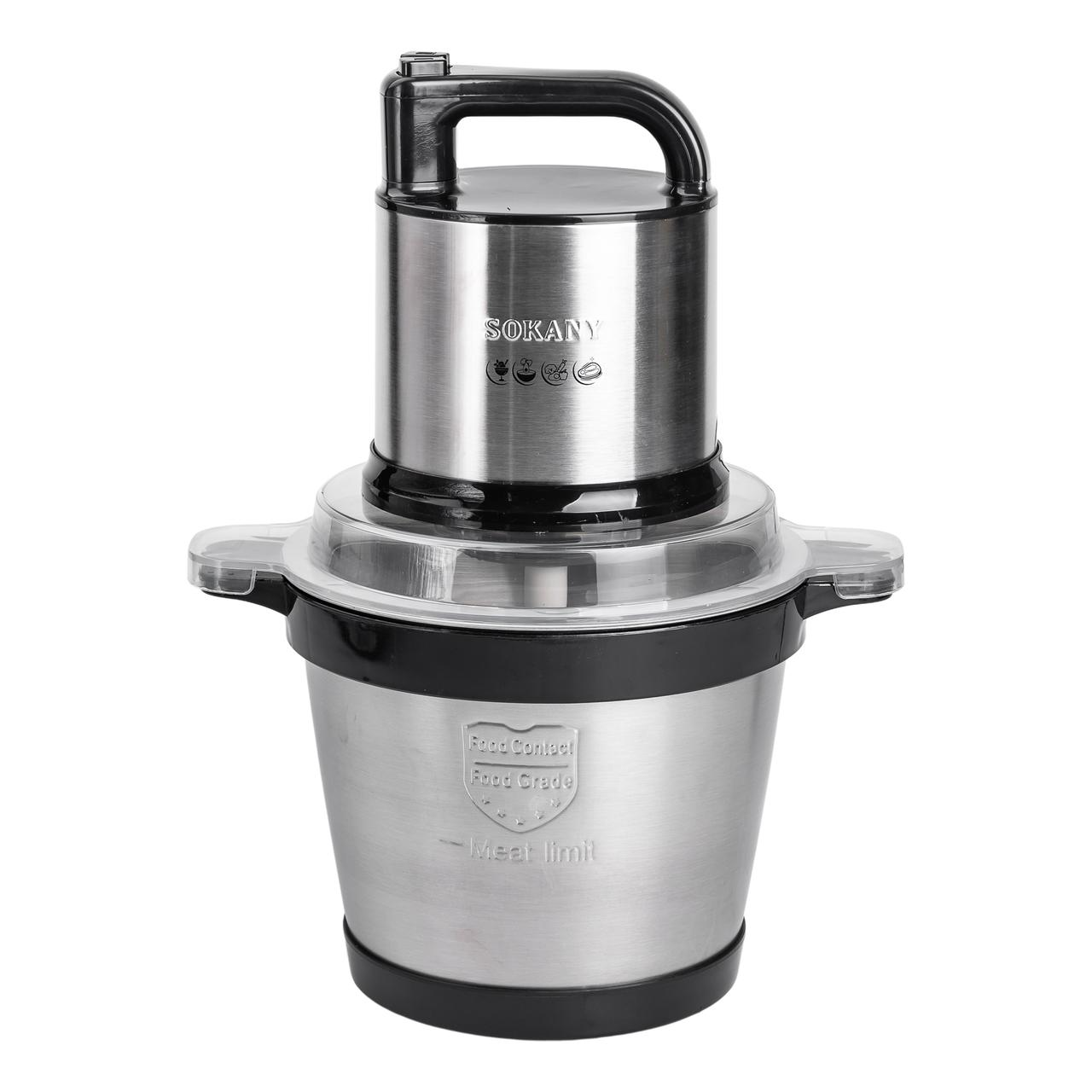 Измельчитель кухонный чопер Sokany SK-7028 с 4 лезвиями и чашей на 3,5 л 2 режима скорости 800 Вт Черный/Серебристый (SK-7028)