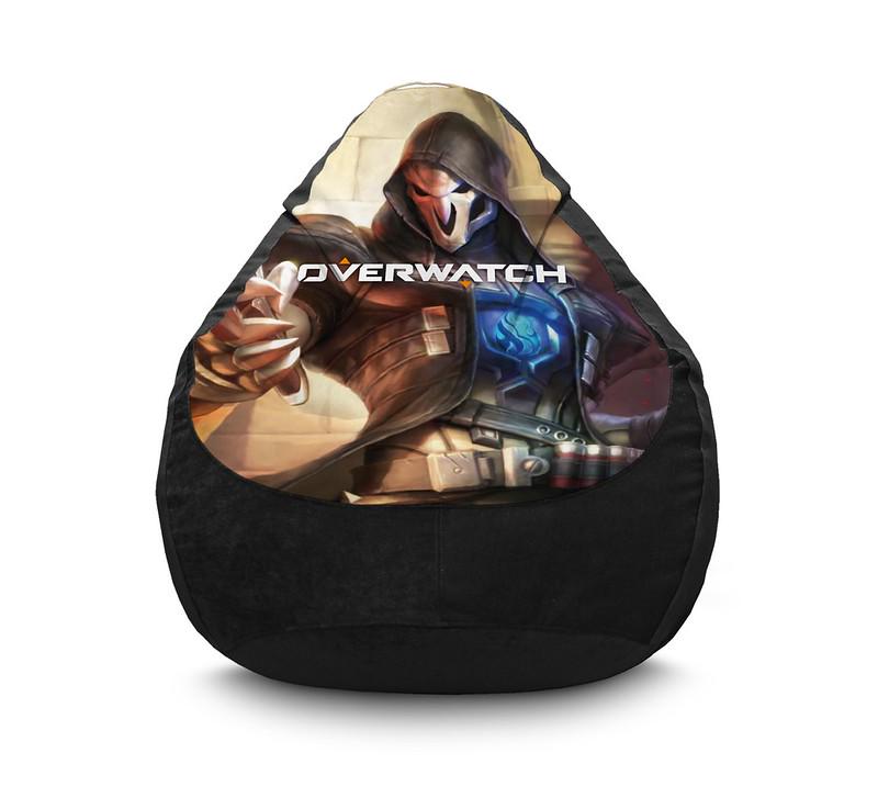 Крісло мішок iPuff Overwatch Reaper Флок XXL 90х125 см Чорний