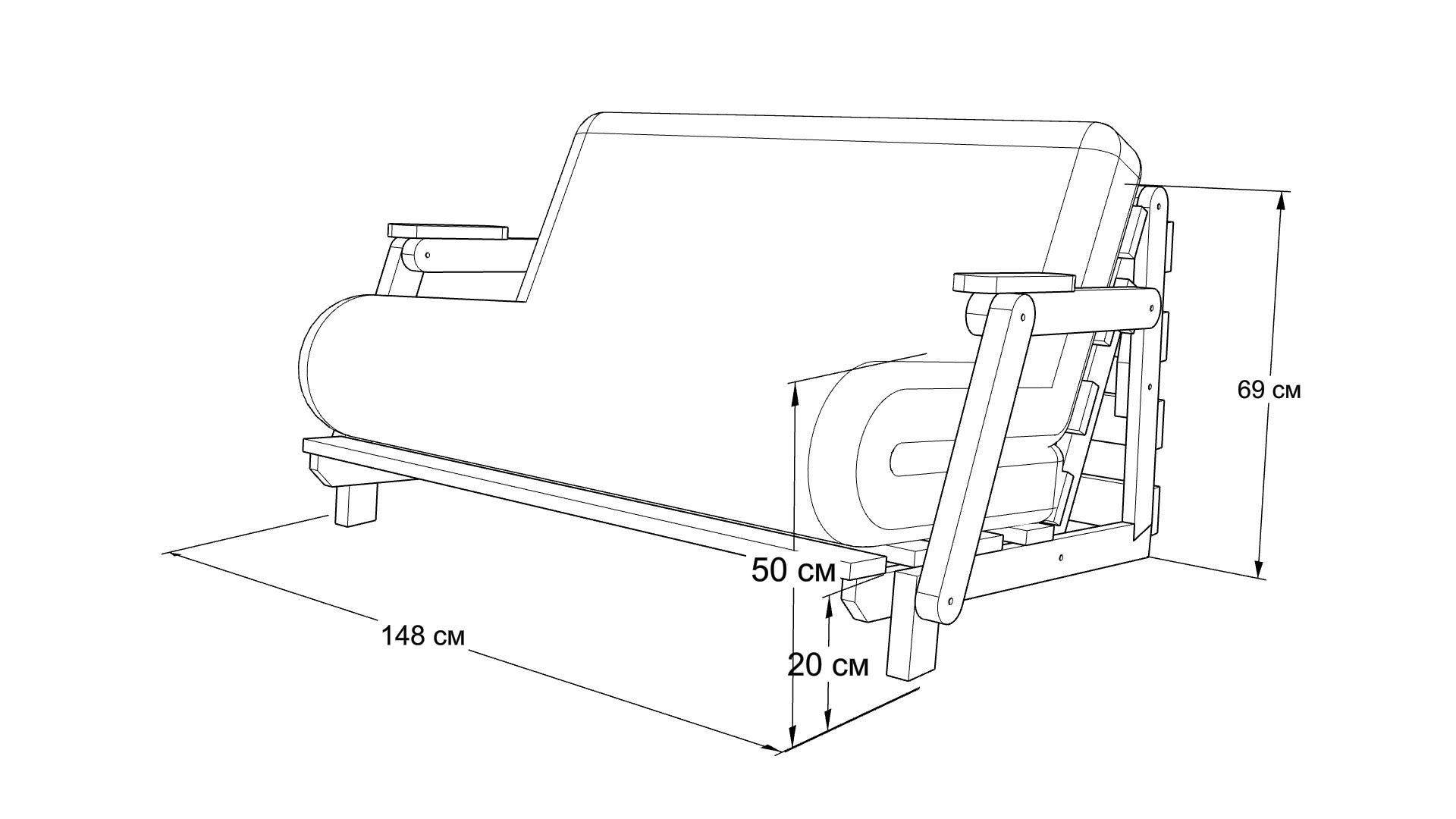 Диван-футон Arm Futon с подлокотниками раскладной 148х200 Фиолетовый - фото 2