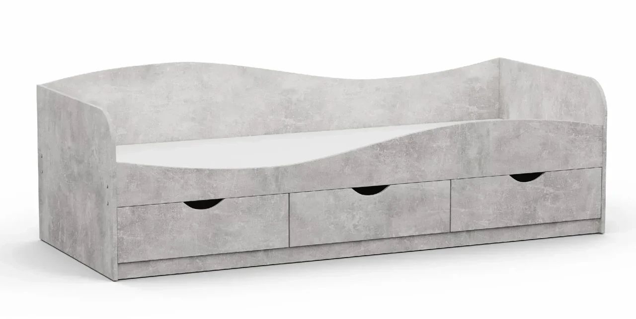 Кровать односпальная Kontinent L-9 с ящиками 80х200 см Бетон (86223815) - фото 1