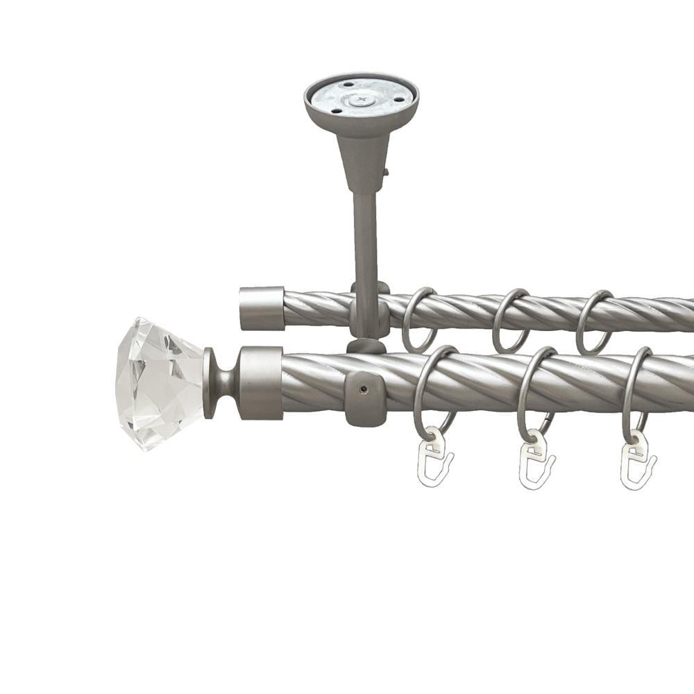 Карниз металлический Orvit Спектралия двухрядный открытый к потолку/скрученная труба/кольцо металлическое Сатин 25/16 мм 300 см (00-00024145)