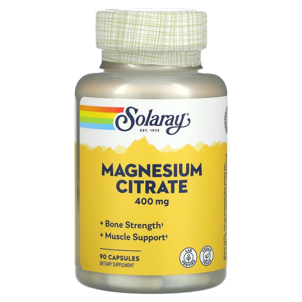 Магний цитрат Solaray Magnesium Citrate поддержка ЖКТ и нервной системы 90 вег. капс. 400 мг (1305343588)