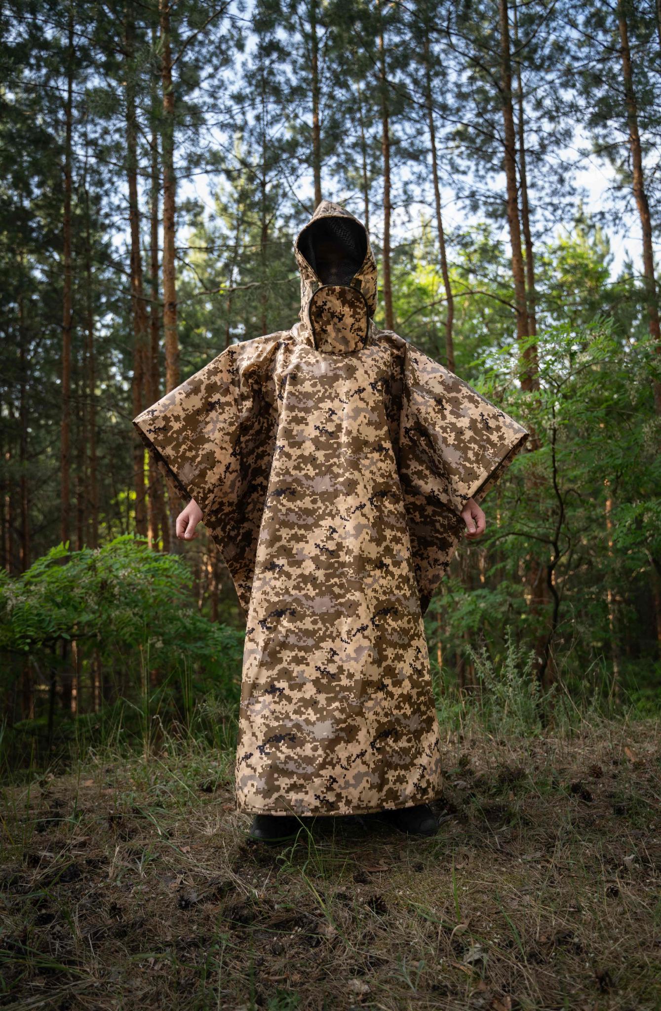 Пончо-плащ маскхалат анти-тепловізорне подовжене Піксель Пончо-плащ маскхалат анти-тепловізорне подовжене Піксель