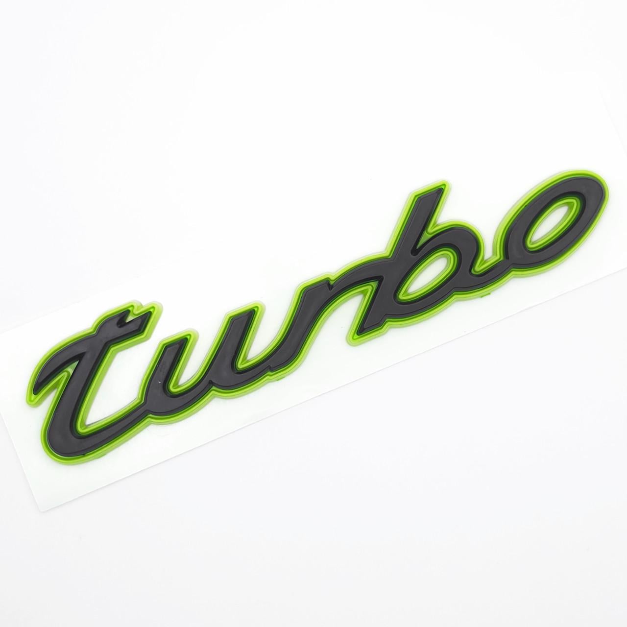 Эмблема надпись Turbo Porsche 11,8х3 см ABS Зеленый/Черный матовый (3091206820)