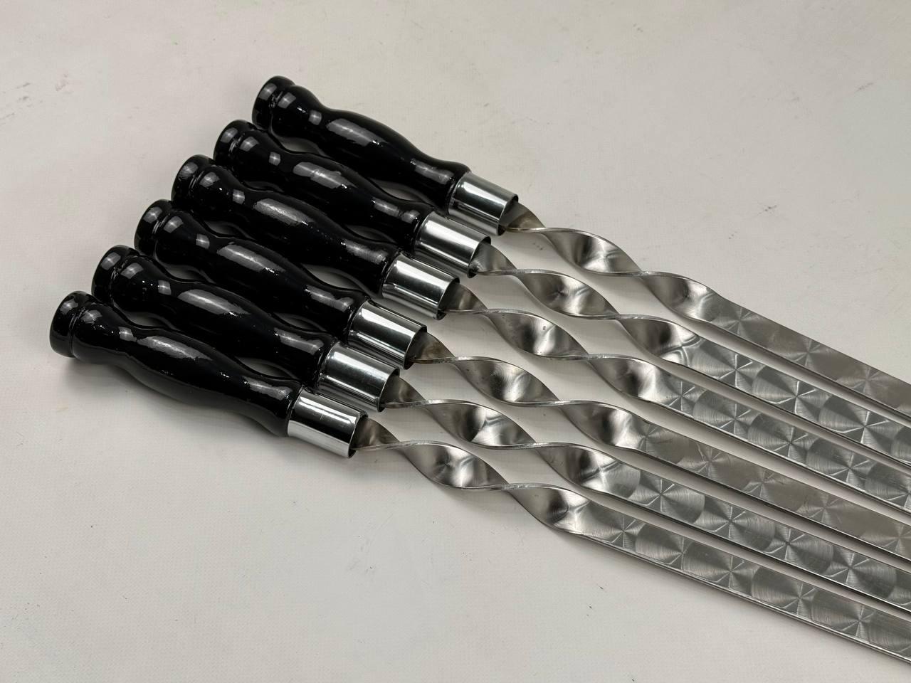 Набор шампуров для люля-кебаба из нержавеющей стали 6 шт. Черный (21-10-SH-3137) - фото 3 Набор шампуров для люля-кебаба из нержавеющей стали 6 шт. Черный (21-10-SH-3137) - фото 3
