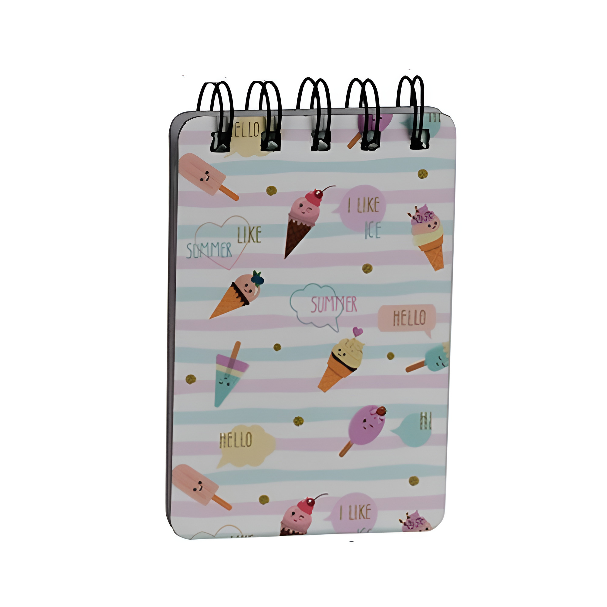 Блокнот дитячий на спіралі Stenson Ice cream у лінію/тверда обкладинка 10,5х7см 55 аркушів Різнокольоровий (WW00608ST)