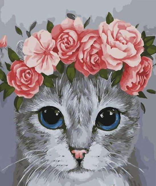 Картина по номерам Brushme "Котик в веночке" (GX28567)