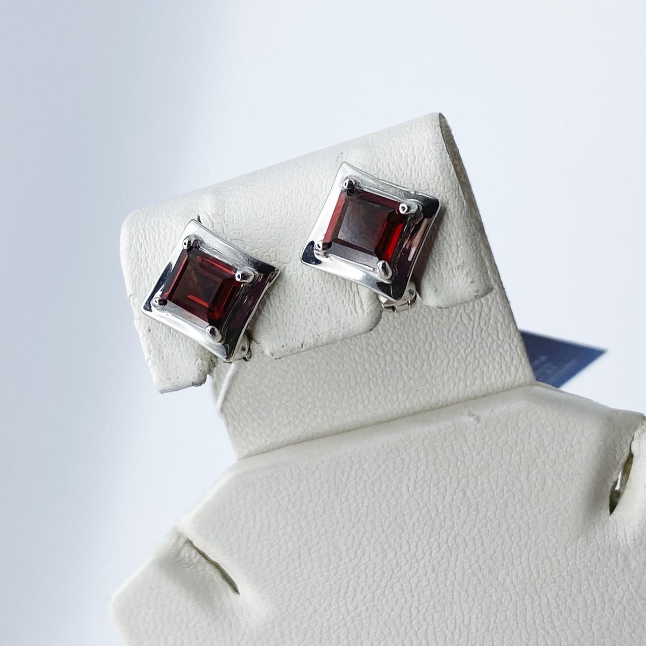 Серьги серебряные с гранатом 3,9 г (2030057694)