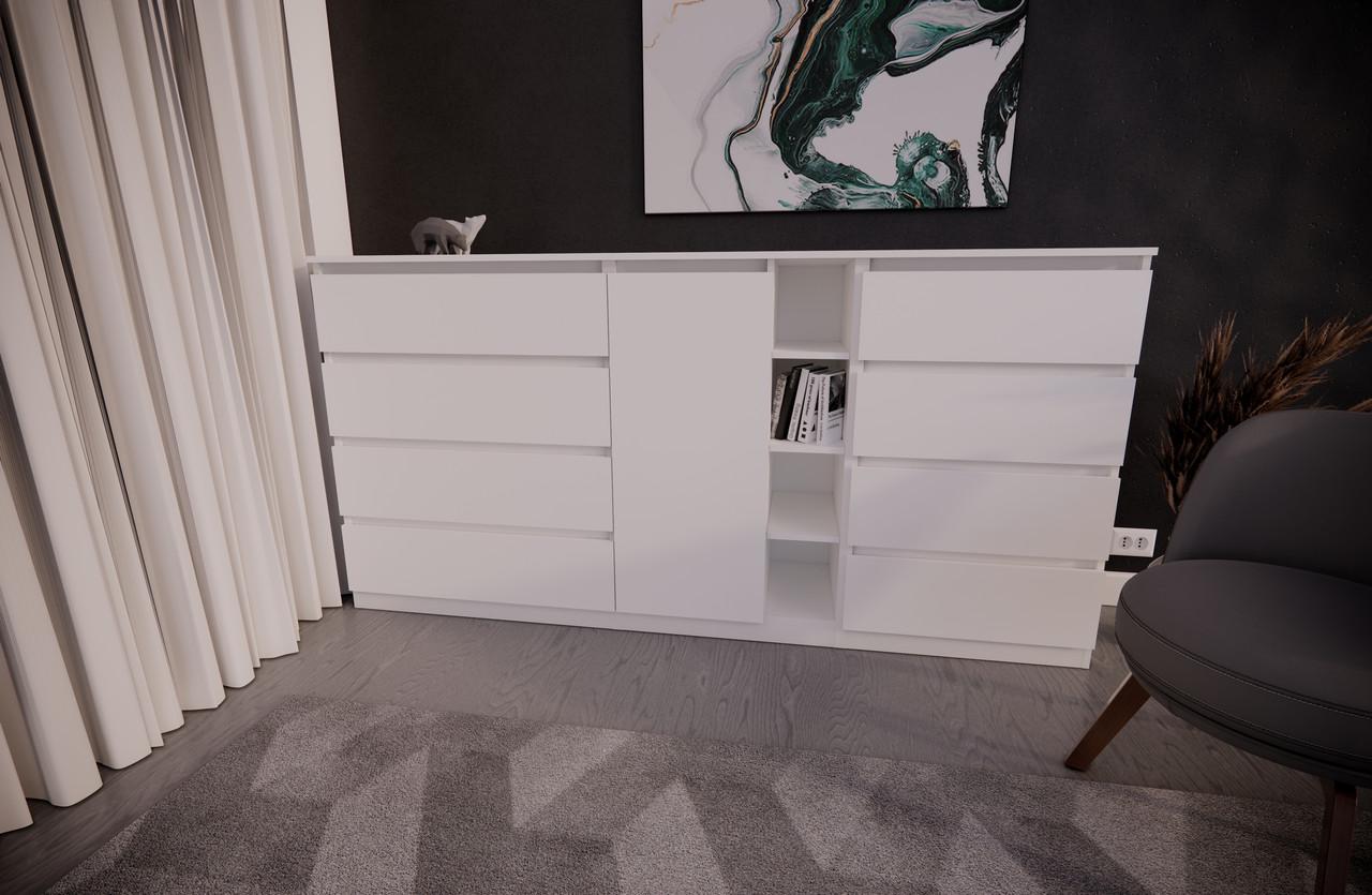 Комод MEBEX на 8 ящиків з центральною нішею 200х40х100 см Білий (VERTO4B2000WH)