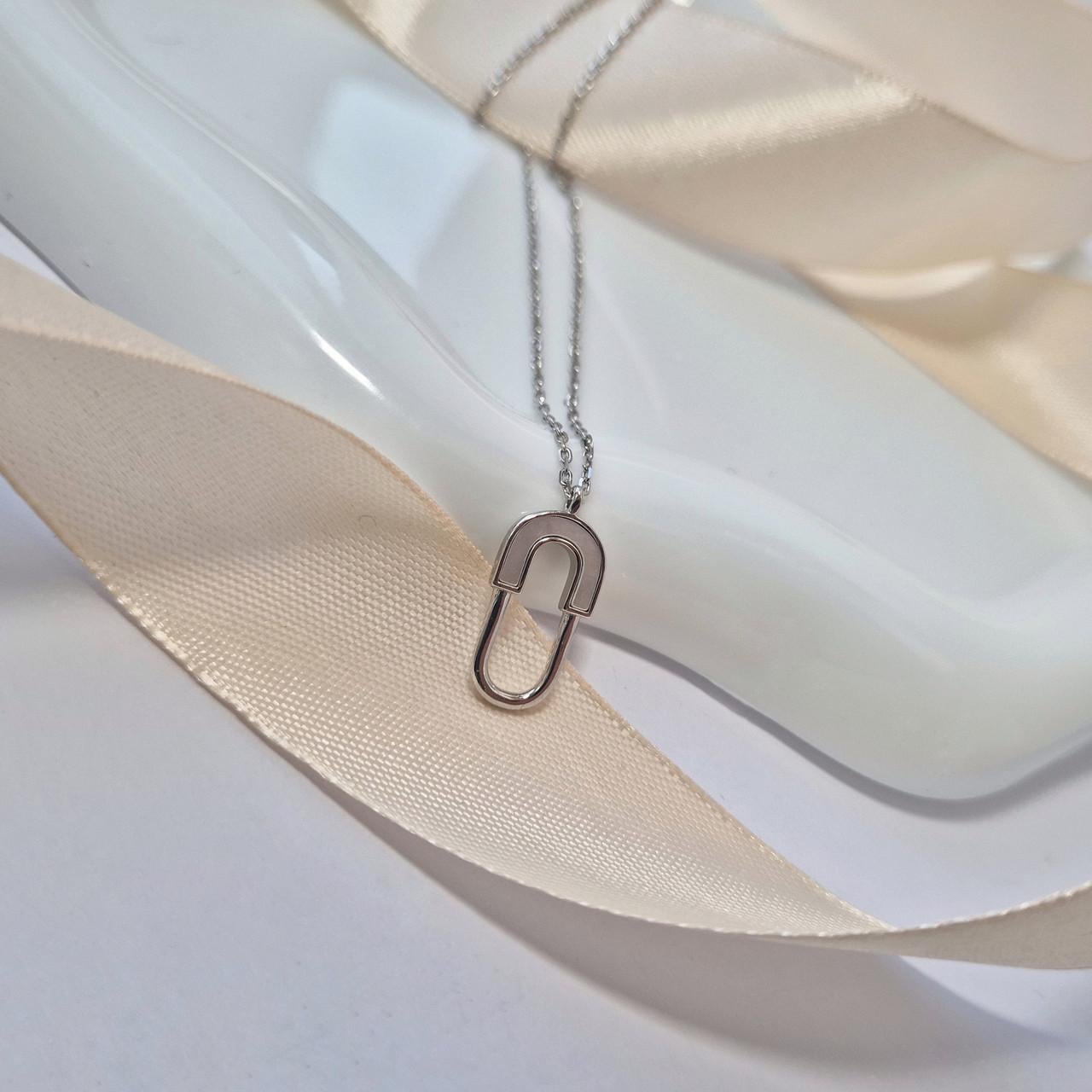 Подвеска серебряная булавка с перламутром на цепочке 40-45 см 925 проба родованное 6895г 2,73 г (2968044088)