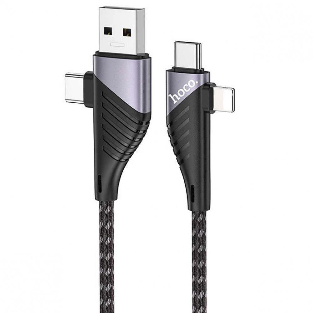 Кабель Hoco U95 4in1 Illustrious Multifunction Micro USB/Type-C to Type-C/Lightning PD Чорний (31964)