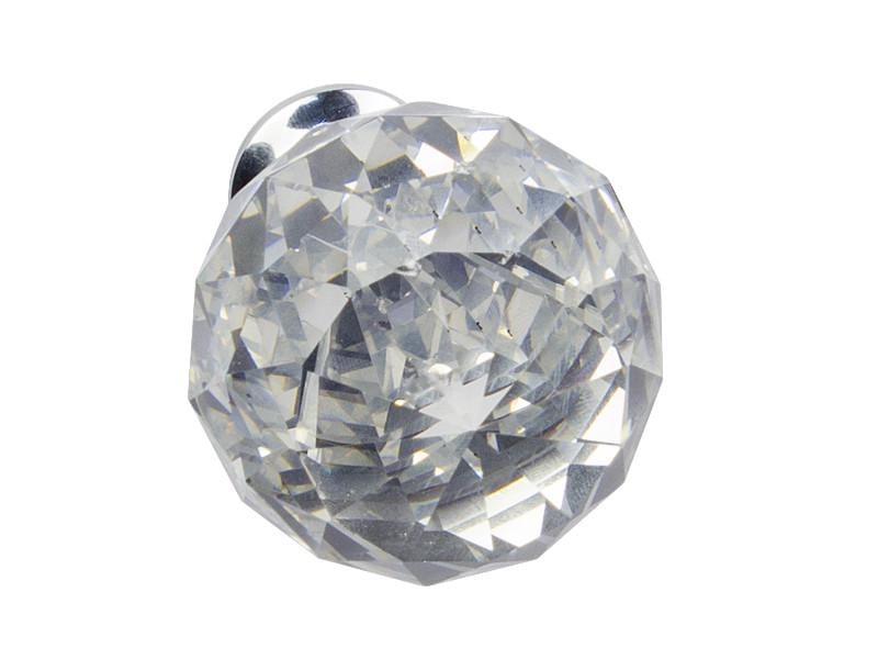 Мебельная ручка кнопка GTV Crystal A d 40 мм Хром/Кристалл