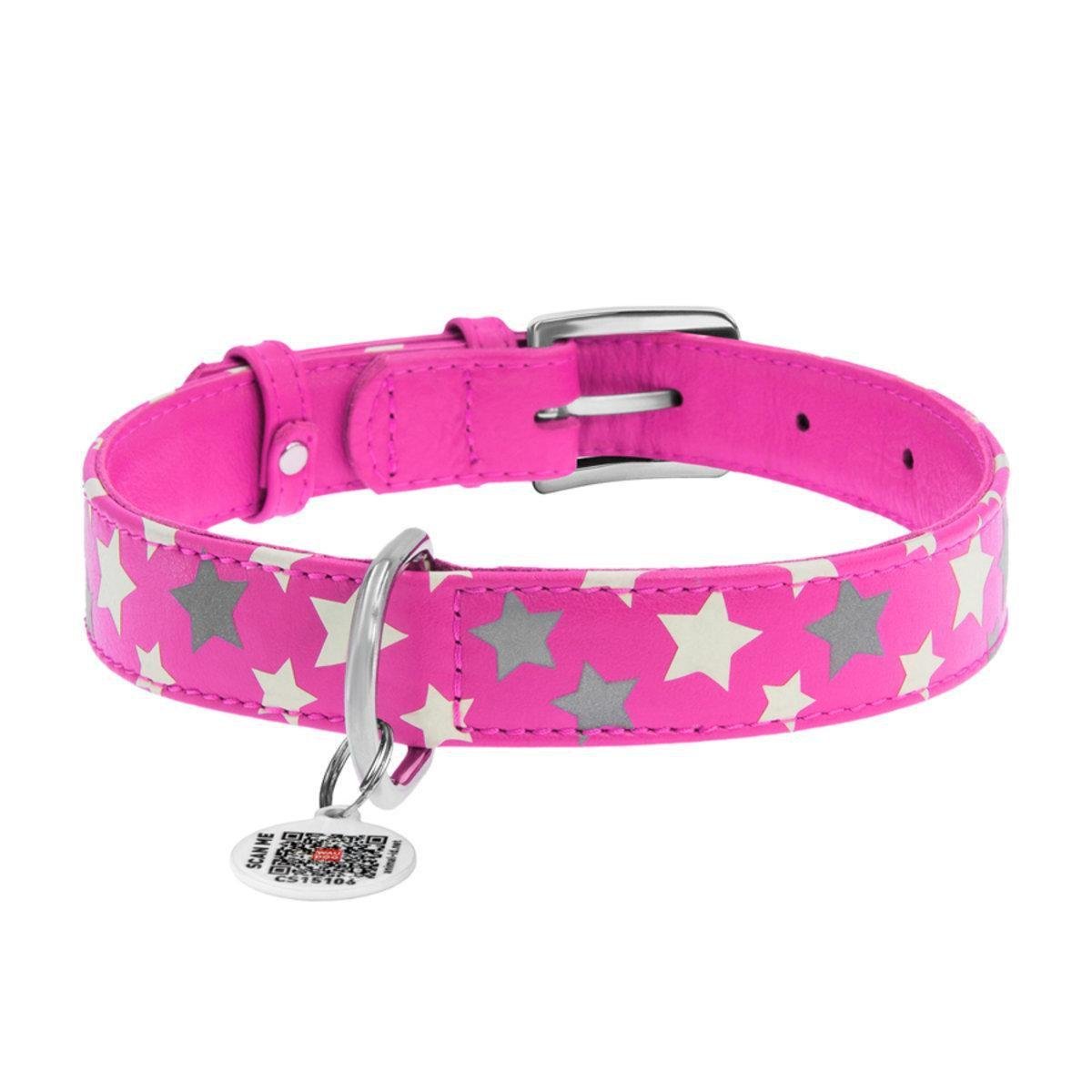 Ошейник для собак кожаный Waudog Glamour Звездочка с QR паспортом/светонакопительный/светоотражающий M 20 мм х 30-39 см Розовый (35867 Col) Ошейник для собак кожаный Waudog Glamour Звездочка с QR паспортом/светонакопительный/светоотражающий M 20 мм х 30-39 см Розовый (35867 Col)