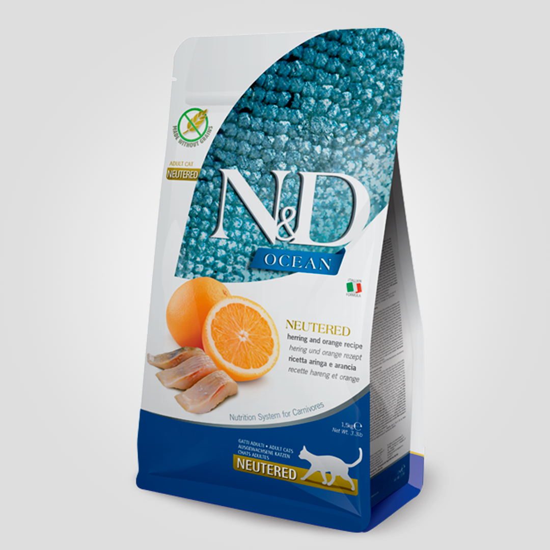 Корм сухий Farmina N&D Grain Free Ocean для стерилізованих кішок з оселедцем та апельсином 1,5 кг (20503891)