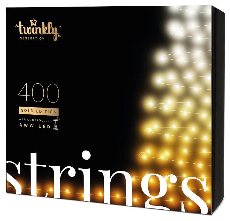 Гирлянда светодиодная Twinkly Strings AWW Smart 400 ламп с черным кабелем 32 м (TWS400GOP-BEU)