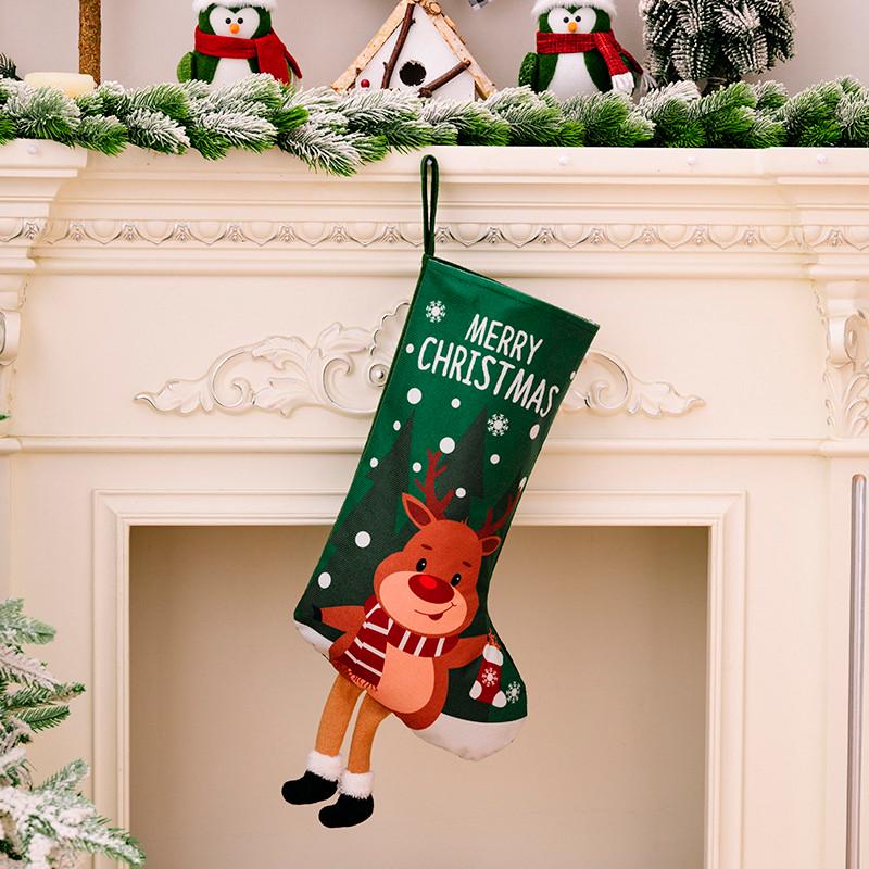 Новорічна декоративна шкарпетка для подарунків Lesko F18 Олень (31457481)