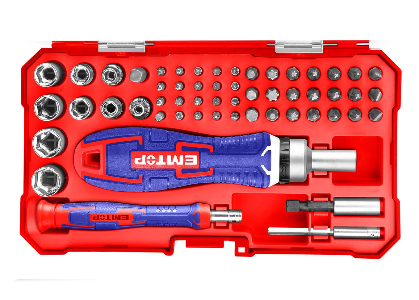 Набір викруток EMTOP EBST05502 з бітами 55 шт. Набір викруток EMTOP EBST05502 з бітами 55 шт.