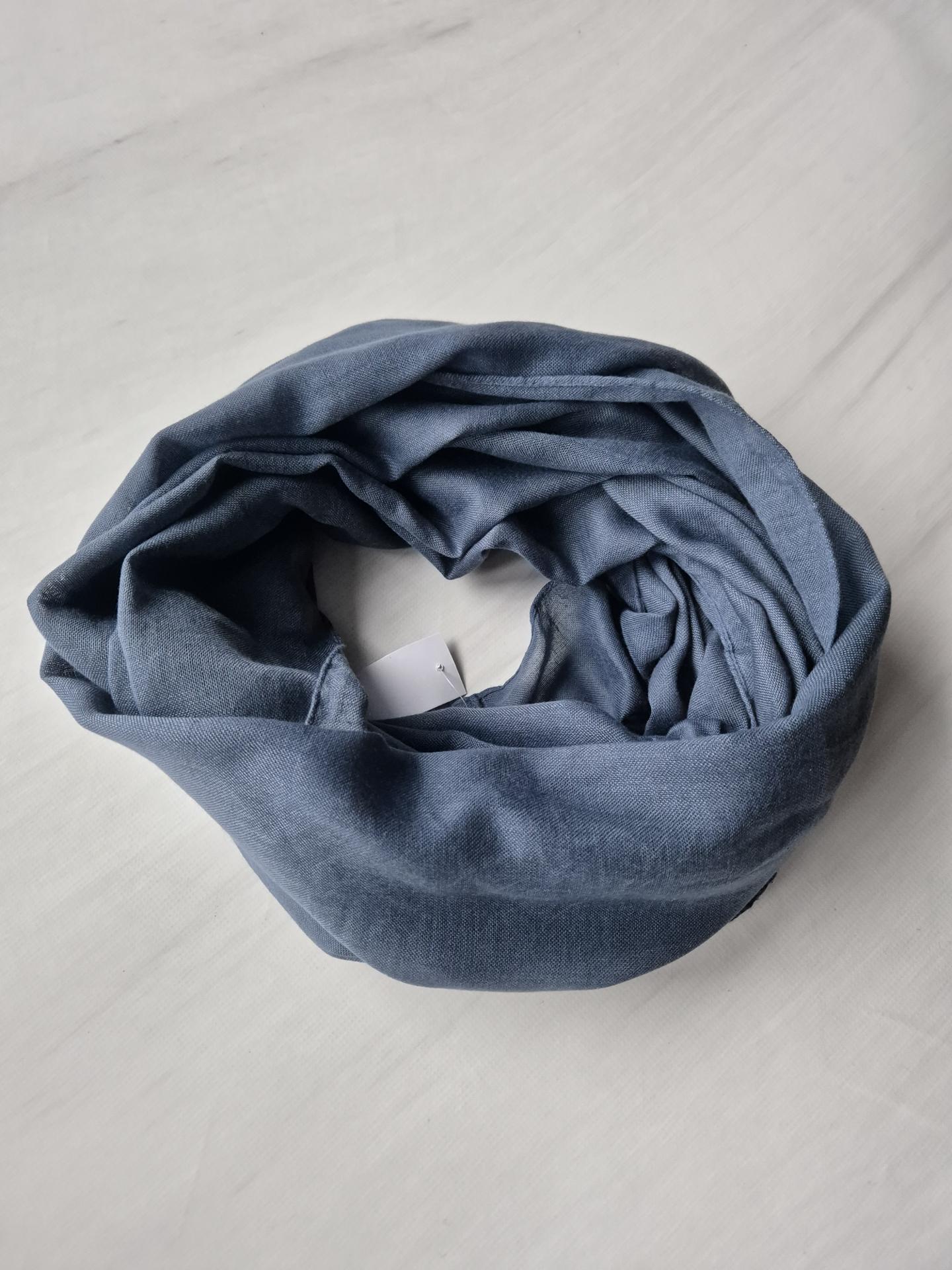 Шарф-снуд жіночий однотонний весна-осінь 158х66 см Синій (11662) - фото 4