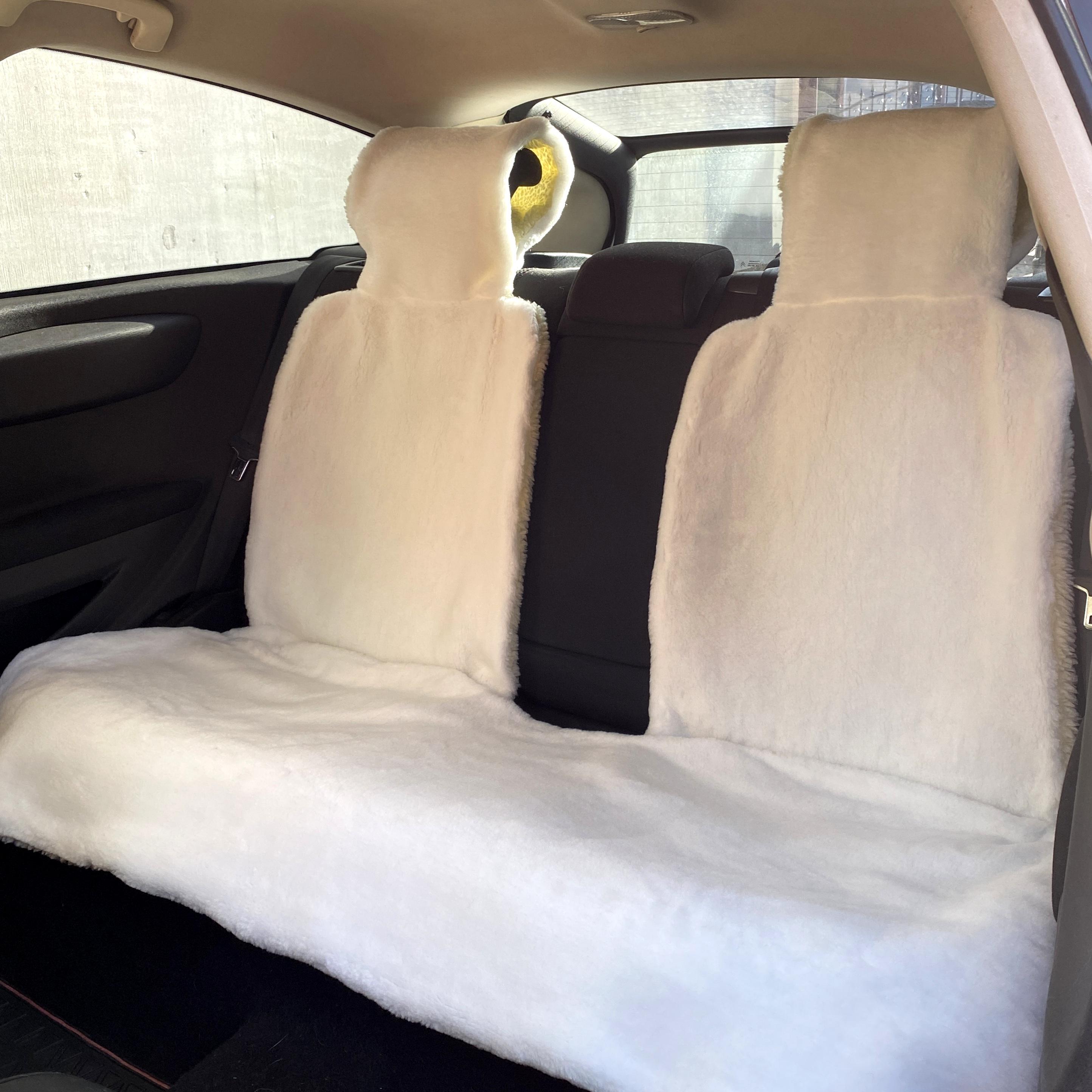 Накидка на сиденье автомобиля из овчины Sheepskin эко-шерсть задний комплект 50 см Белый (723)