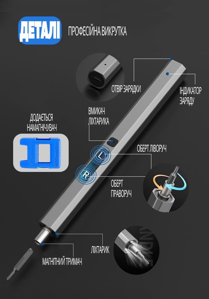 Электроотвертка аккумуляторная с 40 битами автоматическая (VUKAKU-1332) - фото 3 Электроотвертка аккумуляторная с 40 битами автоматическая (VUKAKU-1332) - фото 3