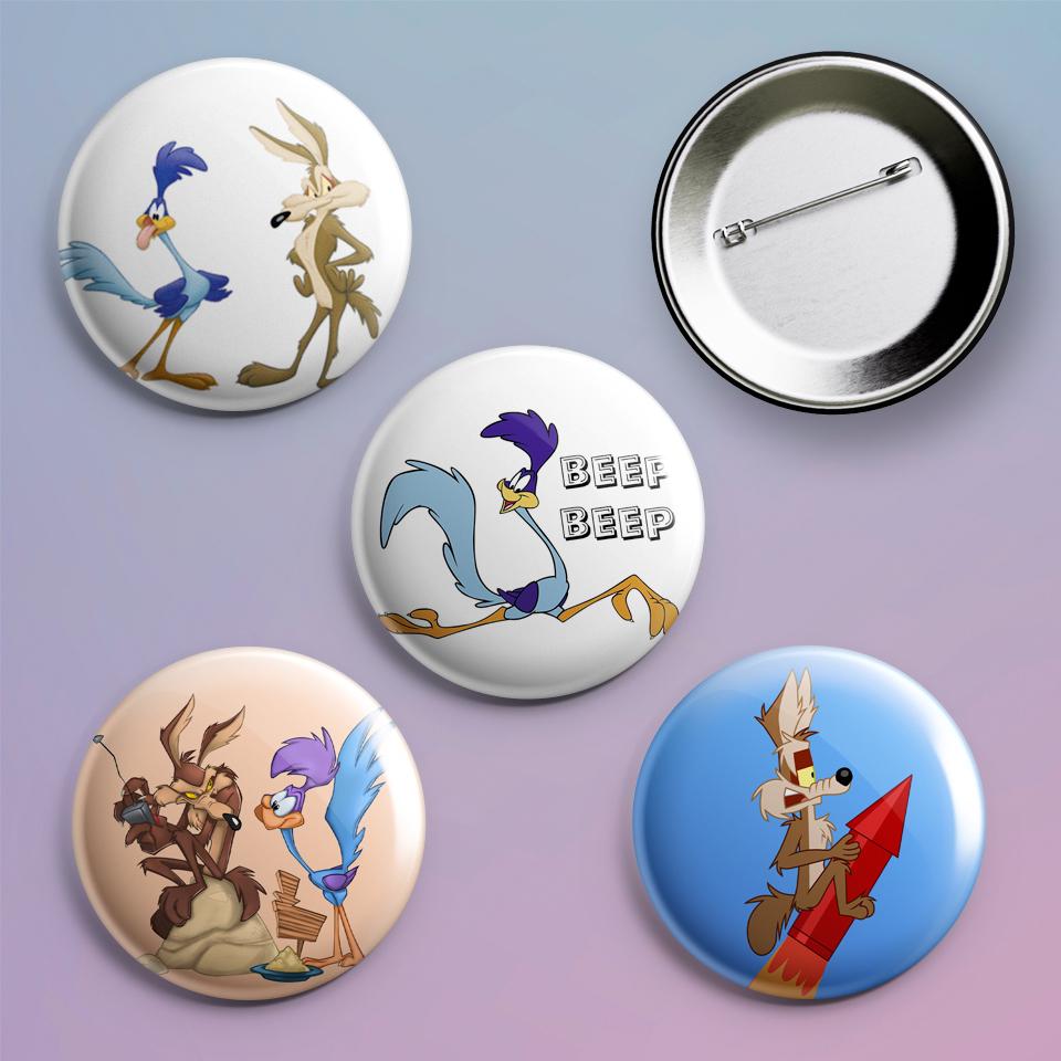 Значки на рюкзак с принтом The Road Runner 4 шт.