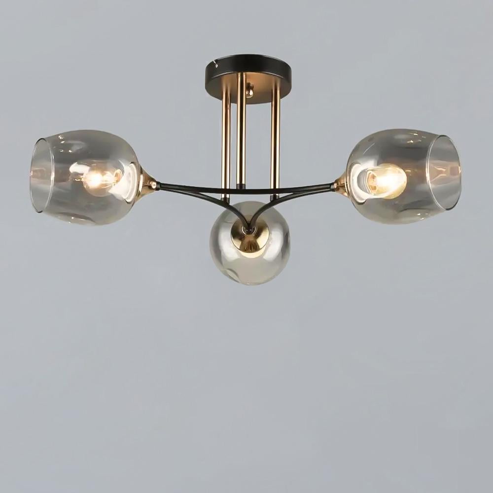Люстра стельова Light House SR-19345/3 COFFEE-FGD E27 600х235 мм Кавовий/Золотий/Сірий