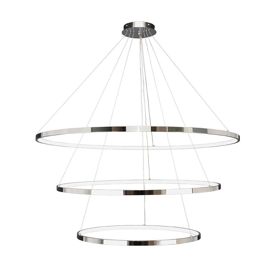 Люстра светодиодная Levistella 7529832-3A LED 600/800/1000 Лофт с тремя плафонами кольцами и пультом Хром (2592770448)