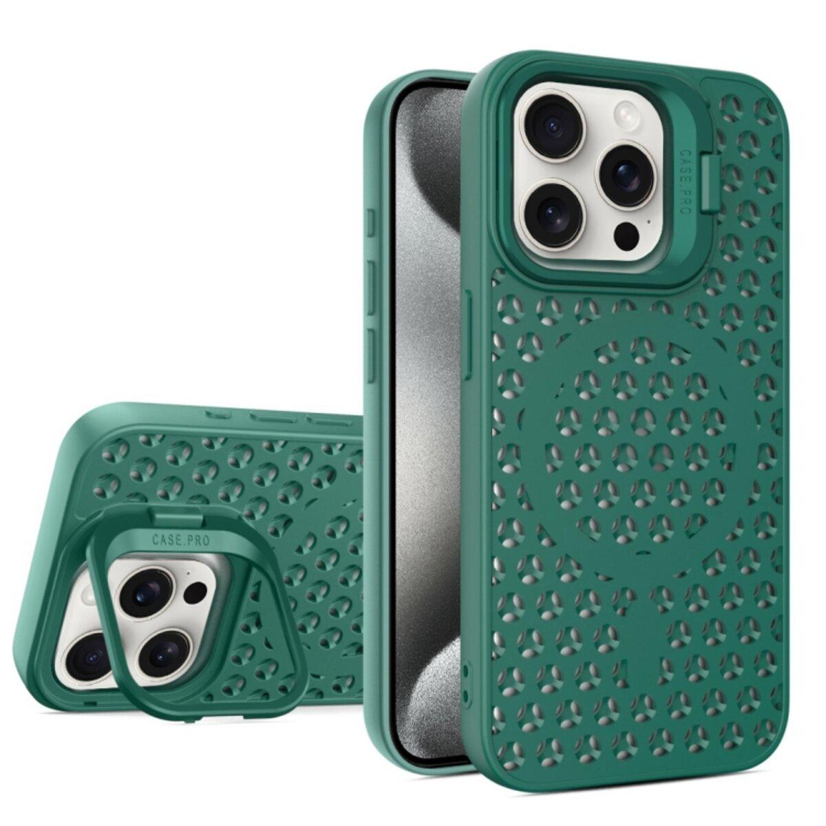 Противоударный чехол с подставкой Cosmic Grater Stand for Apple iPhone 15 Pro Dark Green