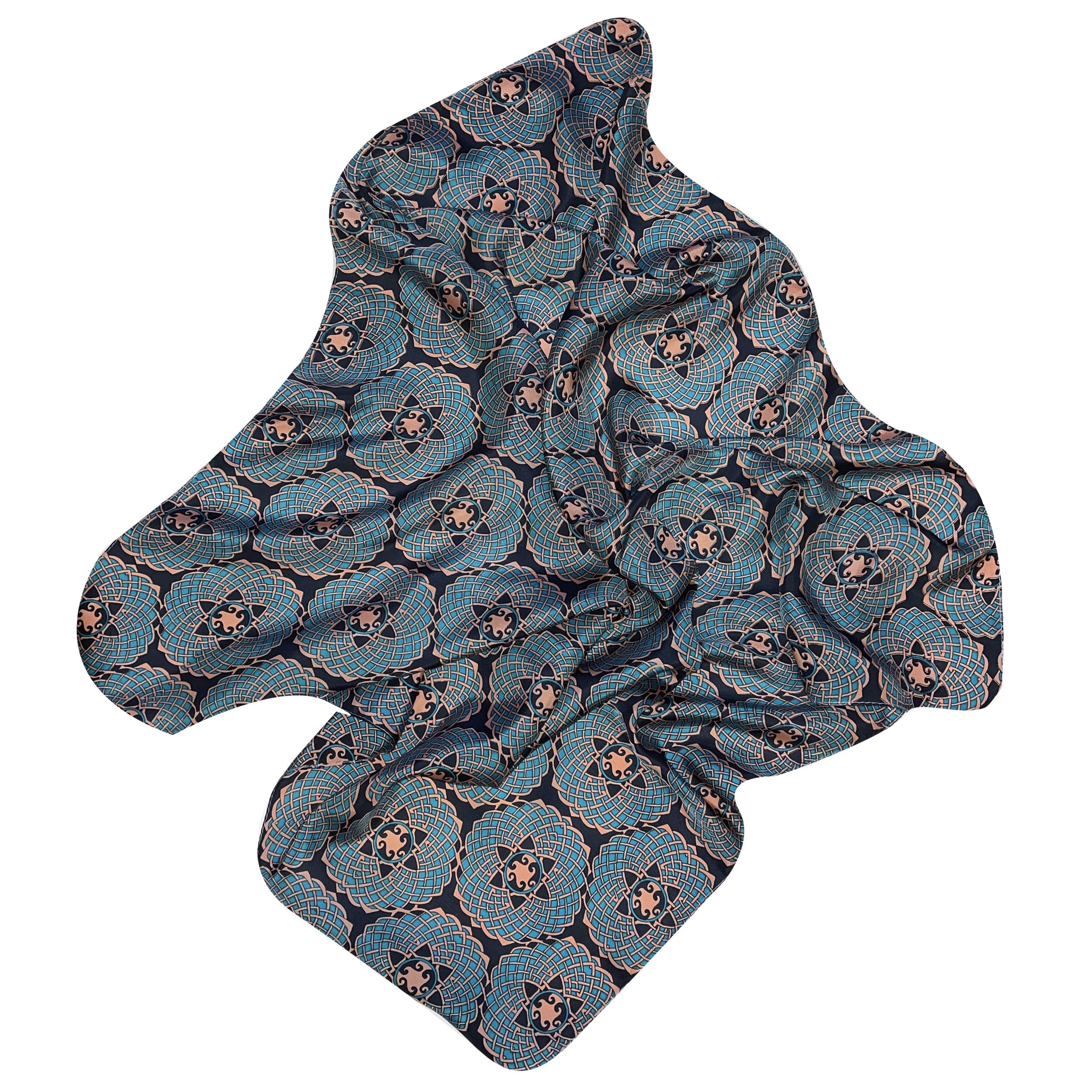 Платок шелковый Silk Route 90х90 см Голубой/Розовый (1738)