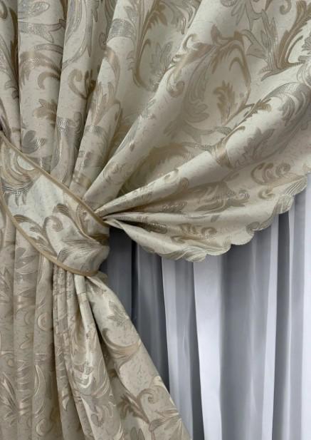 Тканина для штор жакард Завиток 1,45 м Айворі (1651ш) - фото 5