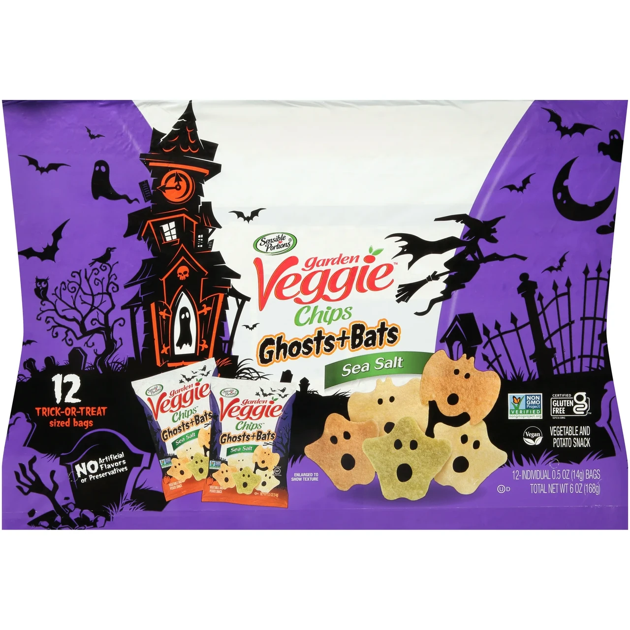 Овощные чипсы Sensible Portions Gluten-Free Ghosts Bats Sea Salt Garden 12 шт. х 14 г (2361710226)