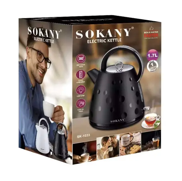 Електрочайник Sokany SK-1033 безшумний 1,7л Білий - фото 5