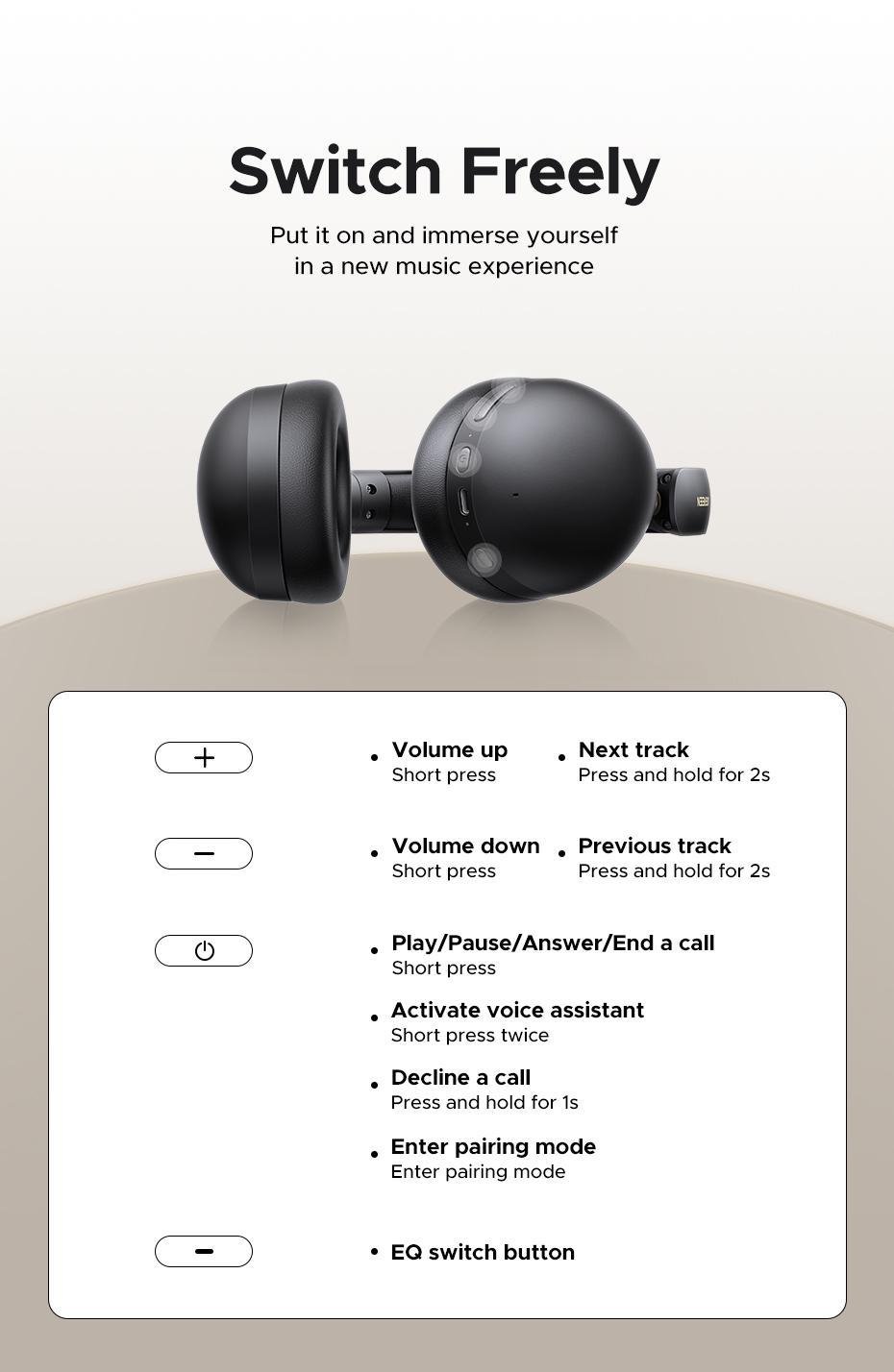 Навушники бездротові Ugreen повнорозмірні Bluetooth 5.4 40 мм Чорний (29516546) - фото 16 Навушники бездротові Ugreen повнорозмірні Bluetooth 5.4 40 мм Чорний (29516546) - фото 16