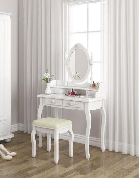 Туалетний столик Wooden Dresser C2 із табуретом Білий (3050) - фото 8 Туалетний столик Wooden Dresser C2 із табуретом Білий (3050) - фото 8