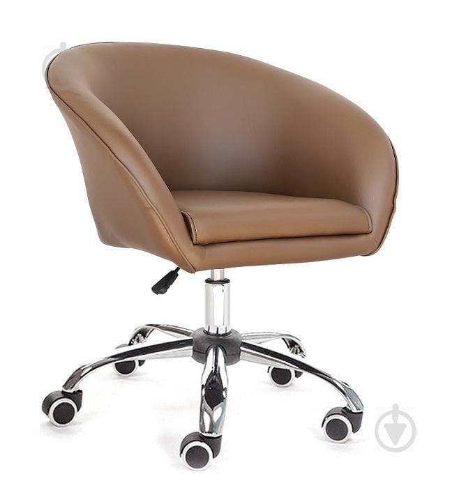 Кресло Мурат  К SDM мягкое на колесах , хромированное, регулируемое по высоте, экокожа Коричневая (hub_InAA74038)