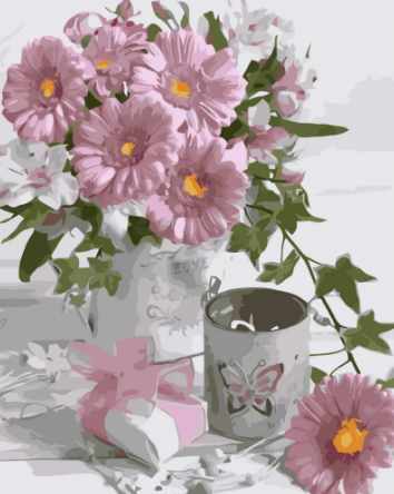 Картина по номерам Strateg Герберы и подарочек 40x50 см (VA-3740)