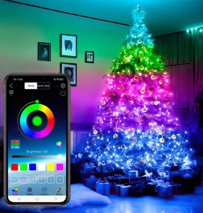 Гірлянда Smart Роса RGB USB BlueTooth 100LED з пультом та керуванням зі смартфона 10 м Різнокольоровий (1000-RV-300) - фото 5