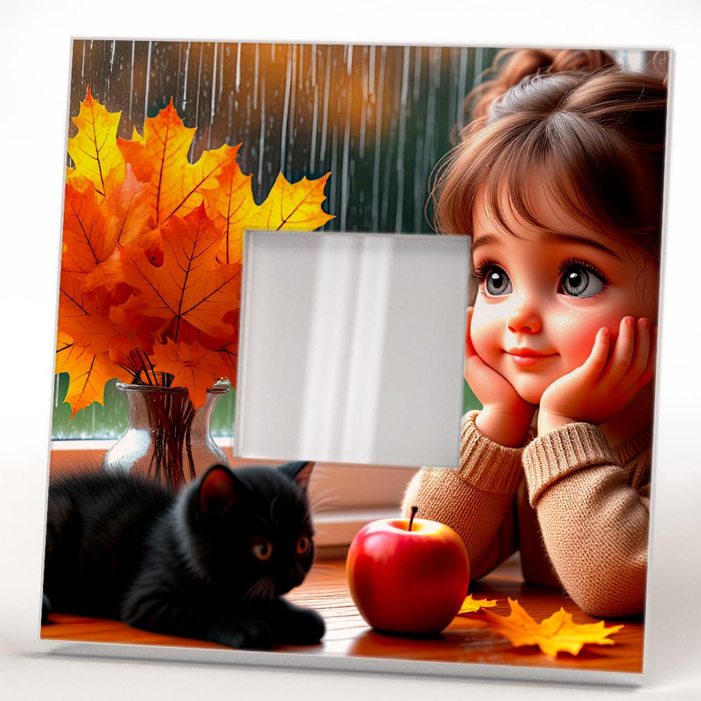 Зеркало декоративное Девочка и осень 260х260 мм (M04658) - фото 2 Зеркало декоративное Девочка и осень 260х260 мм (M04658) - фото 2