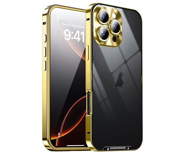 Чохол накладка Metal Glass для iPhone 16 Pro Max​ із додатковим захистом на камеру Золотий