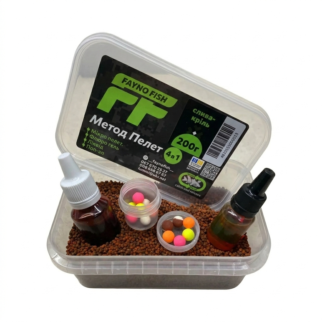 Методный пеллетс метод микс Foodie Fish слива-крыль 4в1 200 г (2551553584)