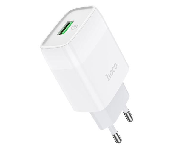 Устройство зарядное сетевое Hoco C72Q USB 2A QC3.0 без кабеля 18W Белый