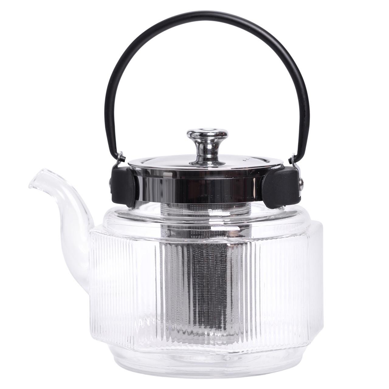 Заварник скляний чайник з ручкою і фільтром 1,1 л Прозорий (HP-33-4) - фото 4 Заварник скляний чайник з ручкою і фільтром 1,1 л Прозорий (HP-33-4) - фото 4